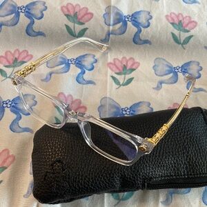 Chrome Hearts Hard Transparent Gold Cross Sunglasses